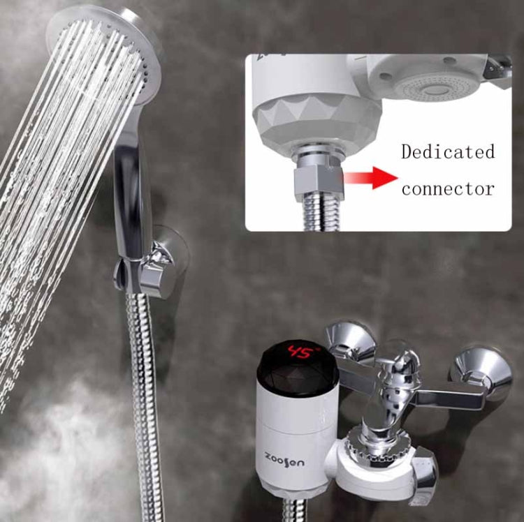 Robinet électrique d'eau chaude Zoosen, type de connexion, robinet d'eau chaude instantanée, prise CN, Style:Blanc + Protection anti-fuite, Blanc, avec connecteur de pommeau de douche, Blanc + Protection anti-fuite