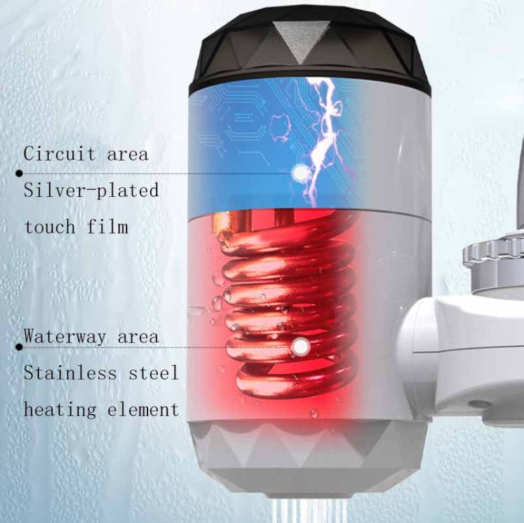 Robinet électrique d'eau chaude Zoosen, type de connexion, robinet d'eau chaude instantanée, prise CN, Style:Blanc + Protection anti-fuite, Blanc, avec connecteur de pommeau de douche, Blanc + Protection anti-fuite
