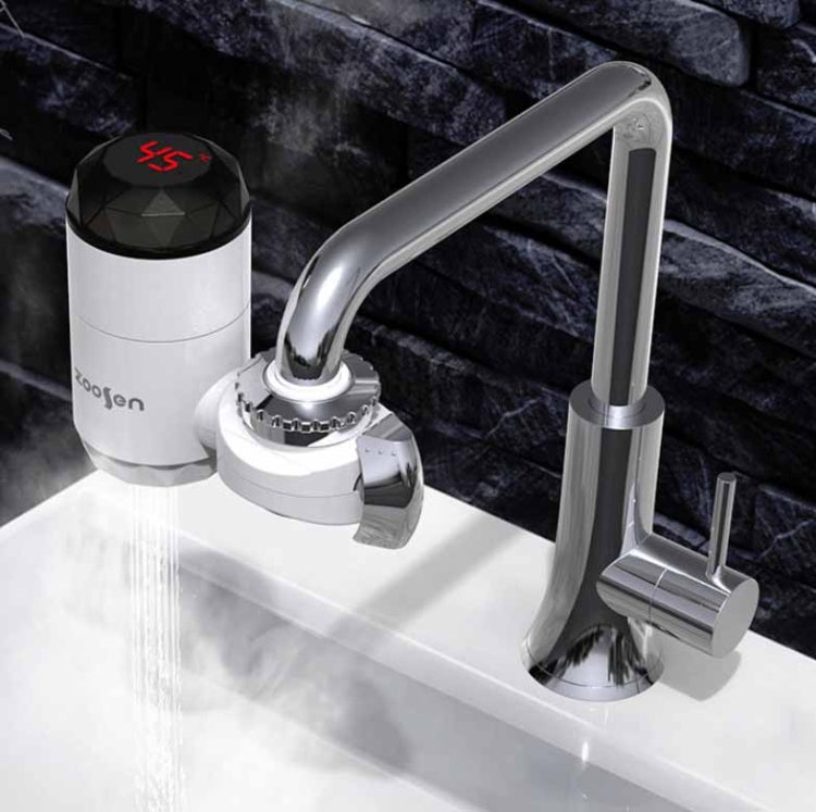 Robinet électrique d'eau chaude Zoosen, type de connexion, robinet d'eau chaude instantanée, prise CN, Style:Blanc + Protection anti-fuite, Blanc, avec connecteur de pommeau de douche, Blanc + Protection anti-fuite