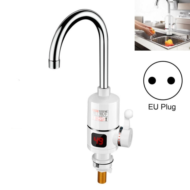 Robinet de cuisine électrique instantané à eau chaude prise UE, grand coude à affichage numérique