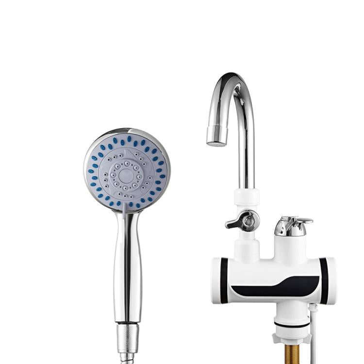 Robinet de cuisine électrique de chauffage instantané avec affichage numérique dynamique, pour eau chaude et froide, prise UE, avec pomme de douche, grand coude, tube universel