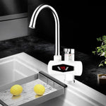Robinet de cuisine électrique de chauffage instantané avec affichage numérique dynamique, pour eau chaude et froide, prise UE, avec pomme de douche, grand coude, tube universel