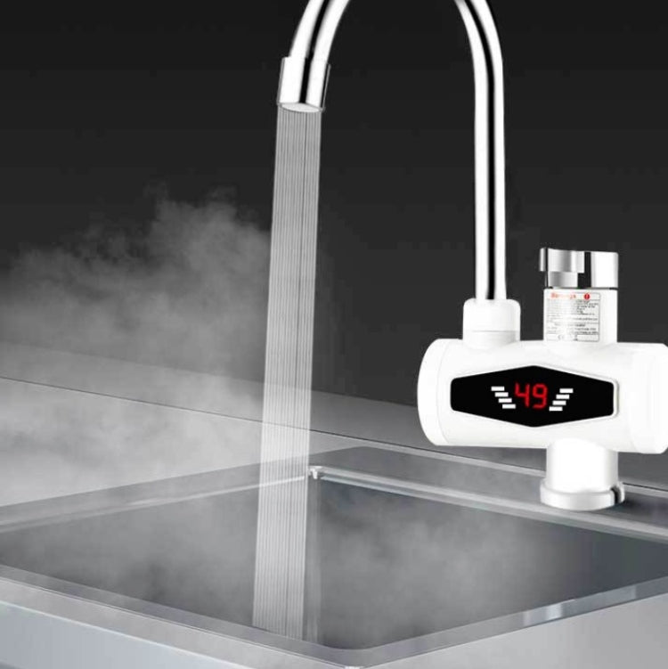 Robinet de cuisine électrique de chauffage instantané avec affichage numérique dynamique, pour eau chaude et froide, prise UE, avec pomme de douche, grand coude, tube universel