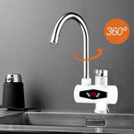Robinet de cuisine électrique de chauffage instantané avec affichage numérique dynamique, pour eau chaude et froide, prise UE, avec pomme de douche, grand coude, tube universel
