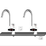 Robinet de cuisine électrique de chauffage instantané avec affichage numérique dynamique, pour eau chaude et froide, prise UE, avec pomme de douche, grand coude, tube universel