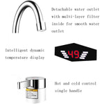 Robinet de cuisine électrique de chauffage instantané avec affichage numérique dynamique, pour eau chaude et froide, prise UE, avec pomme de douche, grand coude, tube universel