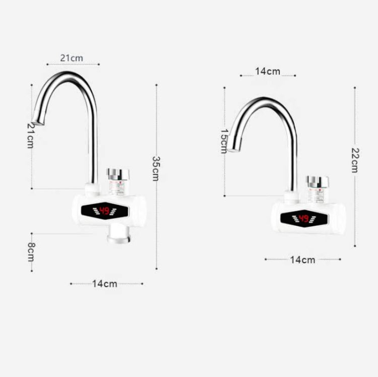 Robinet de cuisine électrique de chauffage instantané avec affichage numérique dynamique, pour eau chaude et froide, prise UE, avec pomme de douche, grand coude, tube universel