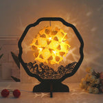 Lampe de table créative faite à la main en papier sculpté, avec effets de lumière et d'ombre, de forme ronde, en éventail ou en arc.