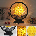 Lampe de table créative faite à la main en papier sculpté, avec effets de lumière et d'ombre, de forme ronde, en éventail ou en arc.