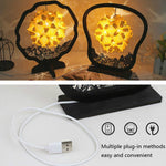 Lampe de table créative faite à la main en papier sculpté, avec effets de lumière et d'ombre, de forme ronde, en éventail ou en arc.