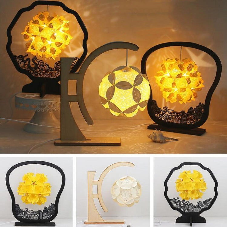Lampe de table créative faite à la main en papier sculpté, avec effets de lumière et d'ombre, de forme ronde, en éventail ou en arc.