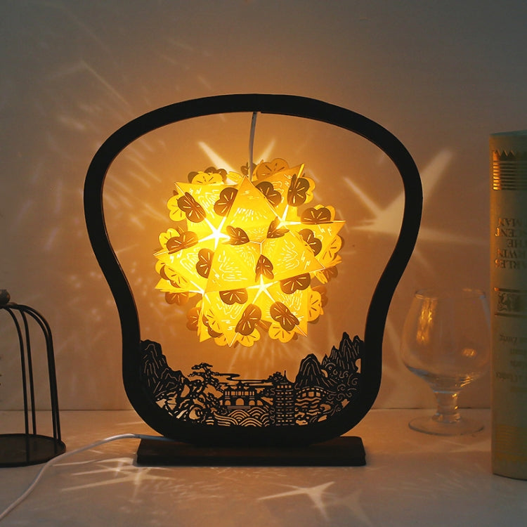 Lampe de table créative faite à la main en papier sculpté, avec effets de lumière et d'ombre, de forme ronde, en éventail ou en arc.