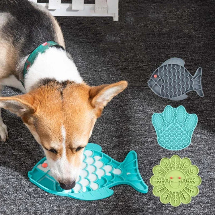 Tapis d'alimentation lente en silicone pour chats et chiens, gamelle anti-étouffement, type poisson, type griffe, type fleur