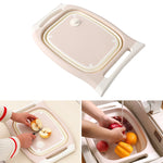 Planche à découper multifonctionnelle pliable pour lavage de légumes, rose