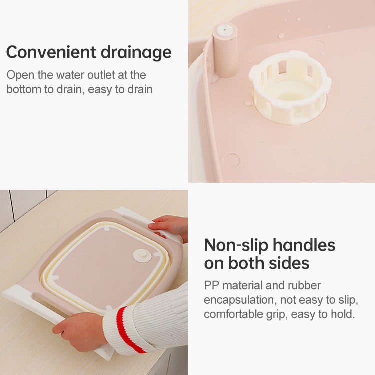 Planche à découper multifonctionnelle pliable pour lavage de légumes, rose