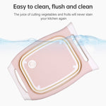 Planche à découper multifonctionnelle pliable pour lavage de légumes, rose