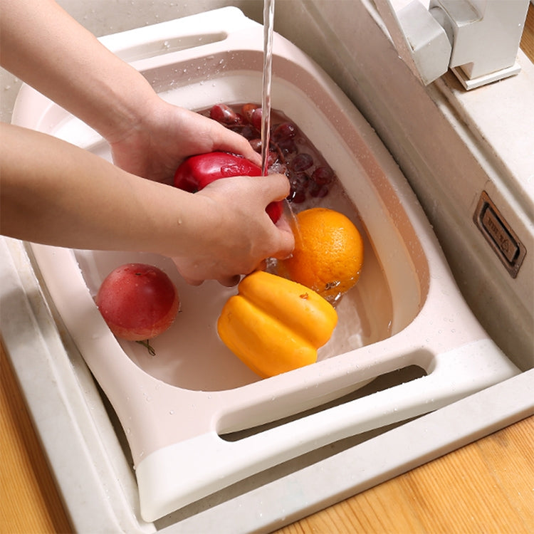 Planche à découper multifonctionnelle pliable pour lavage de légumes, rose
