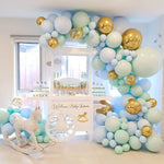 Chaîne de ballons vert et bleu macaron pour fête d'anniversaire, mariage, décoration murale, combinaison de ballons macaron