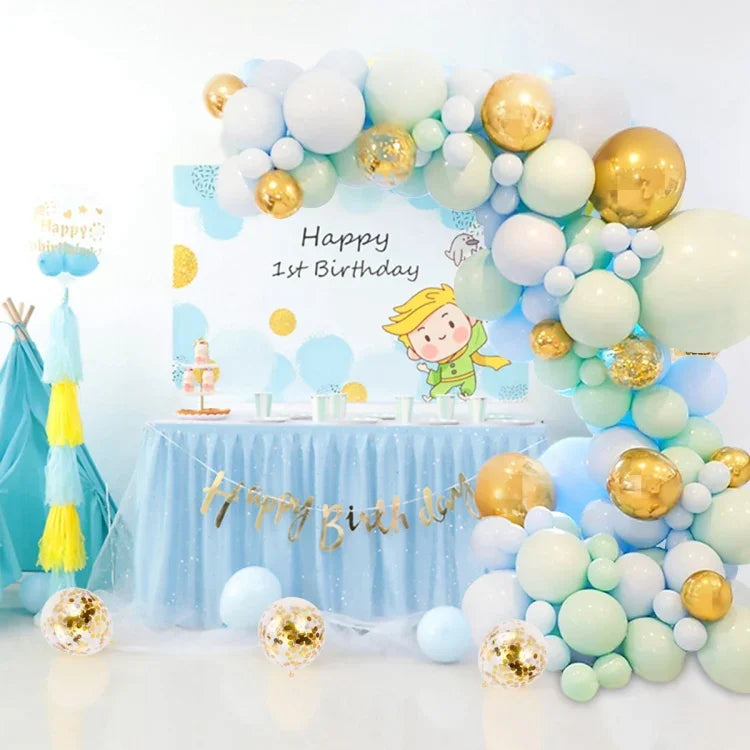 Chaîne de ballons vert et bleu macaron pour fête d'anniversaire, mariage, décoration murale, combinaison de ballons macaron