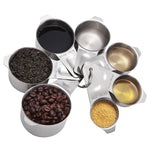Tasses à mesurer 7 en 1 en acier inoxydable 304 pour la pâtisserie, Cuillère à mesurer 7 en 1
