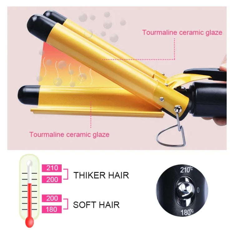 Fer à Boucler Permanent Céramique Automatique 20-32m 3 Barils Big Wave Outils de Bouclage de Cheveux, 32mm