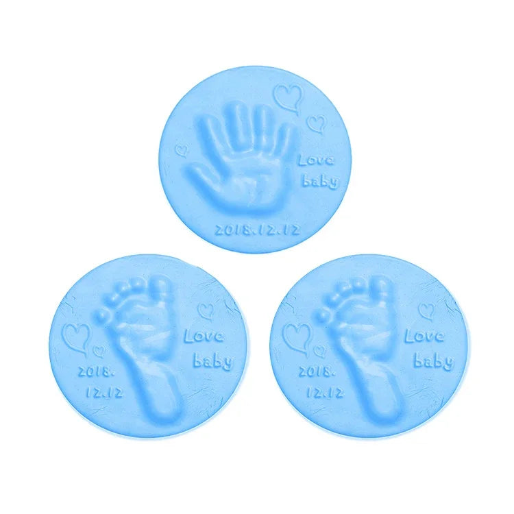3 Pièces Tampon Encreur Bébé Mains et Pieds Argile Douce à Séchage à l'Air, Bleu, Vert, Rose, Violet, Orange, Rouge, Blanc, Jaune