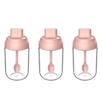 3 bocaux à assaisonnement en verre avec couvercle hermétique et cuillère, en forme de macaron, avec étiquette, bouteille d'assaisonnement, pot à miel, bouteille à huile avec pinceau