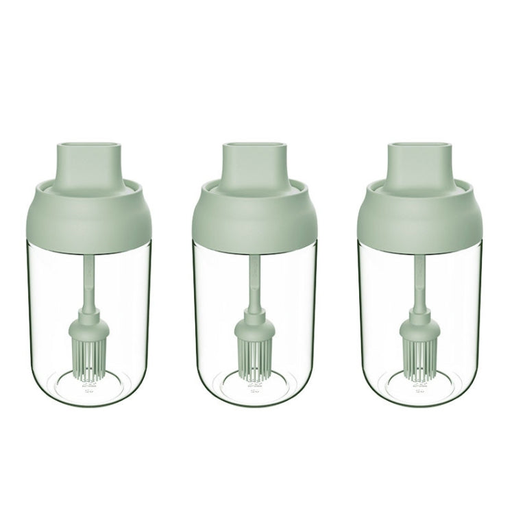 3 bocaux à assaisonnement en verre avec couvercle hermétique et cuillère, en forme de macaron, avec étiquette, bouteille d'assaisonnement, pot à miel, bouteille à huile avec pinceau