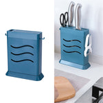 Porte-couteaux multifonctionnel invisible à trois trous pour cuisine, égouttoir creux, support de rangement pour ustensiles de cuisine