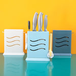Porte-couteaux multifonctionnel invisible à trois trous pour cuisine, égouttoir creux, support de rangement pour ustensiles de cuisine