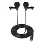 Microphone lavalier filaire condensateur double tête, microphone pour deux personnes, live mobile, micro K Song, sac 515PU