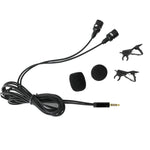 Microphone lavalier filaire condensateur double tête, microphone pour deux personnes, live mobile, micro K Song, sac 515PU