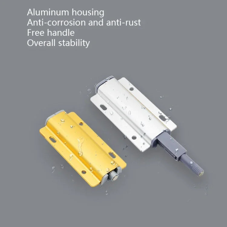 3 PCS Basculeur en alliage d'aluminium sans poignée pour pousser-tirer Porte d'armoire Tiroir Basculeur, Or, Argent