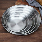 Assiette ronde épaissie en acier inoxydable, plateau de café, assiette à fruits, à gâteaux, à os, assiette peu profonde, 14 cm argent mat brossé, 17 cm argent mat brossé, 20 cm argent mat brossé, 23 cm argent mat brossé, 26 cm argent mat brossé