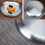 Assiette ronde épaissie en acier inoxydable, plateau de café, assiette à fruits, à gâteaux, à os, assiette peu profonde, 14 cm argent mat brossé, 17 cm argent mat brossé, 20 cm argent mat brossé, 23 cm argent mat brossé, 26 cm argent mat brossé
