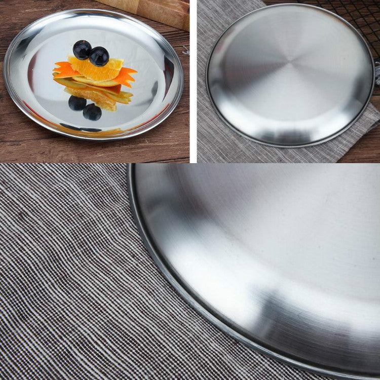 Assiette ronde épaissie en acier inoxydable, plateau de café, assiette à fruits, à gâteaux, à os, assiette peu profonde, 14 cm argent mat brossé, 17 cm argent mat brossé, 20 cm argent mat brossé, 23 cm argent mat brossé, 26 cm argent mat brossé