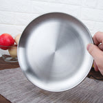 Assiette ronde épaissie en acier inoxydable, plateau de café, assiette à fruits, à gâteaux, à os, assiette peu profonde, 14 cm argent mat brossé, 17 cm argent mat brossé, 20 cm argent mat brossé, 23 cm argent mat brossé, 26 cm argent mat brossé