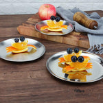 Assiette ronde épaissie en acier inoxydable, plateau de café, assiette à fruits, à gâteaux, à os, assiette peu profonde, 14 cm argent mat brossé, 17 cm argent mat brossé, 20 cm argent mat brossé, 23 cm argent mat brossé, 26 cm argent mat brossé