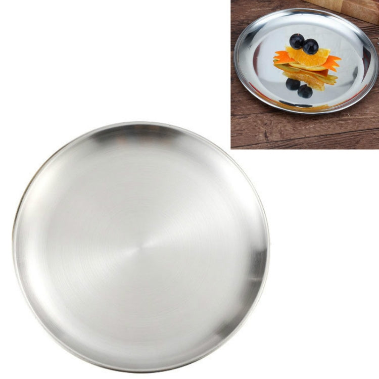 Assiette ronde épaissie en acier inoxydable, plateau de café, assiette à fruits, à gâteaux, à os, assiette peu profonde, 14 cm argent mat brossé, 17 cm argent mat brossé, 20 cm argent mat brossé, 23 cm argent mat brossé, 26 cm argent mat brossé