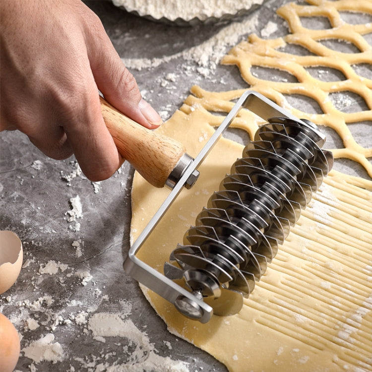 Ustensile de pâtisserie, couteau à pizza à roulette avec manche en bois en acier inoxydable, couteau à filet à pizza, couteau à pizza 1