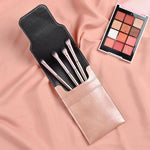 Lot de 4 pinceaux de maquillage, pinceau de maquillage pour les yeux, pinceau à détail en poils doux, pinceau estompeur avec pochette, doré, argenté