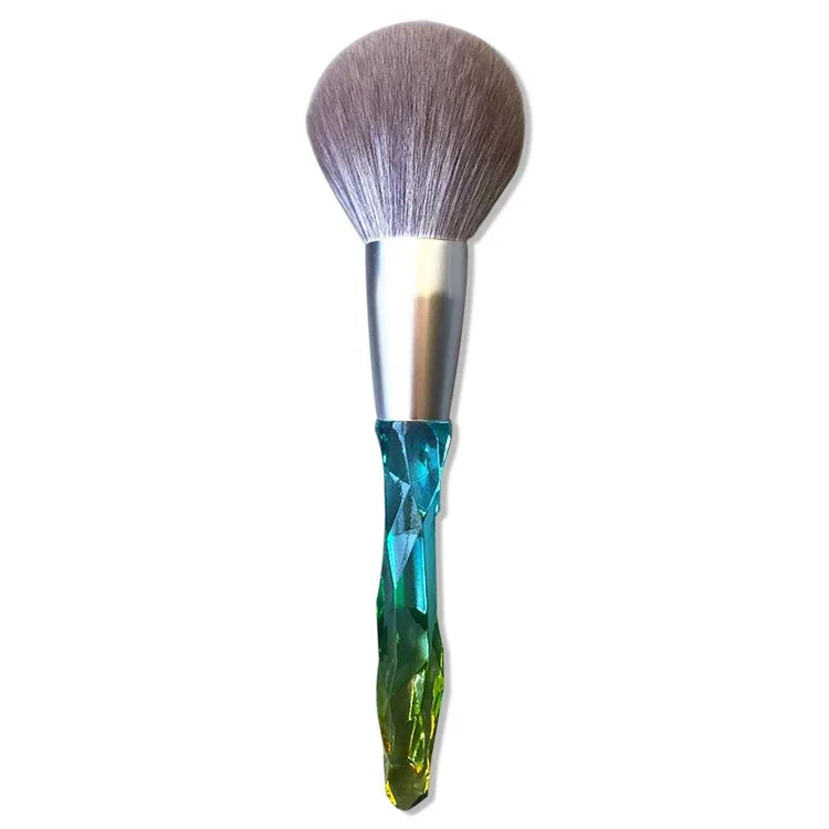 Pinceau de maquillage en fibre de maïs lavable, pinceau à poudre libre vert, pinceau à poudre libre rose, 5 pinceaux à paupières verts, pinceau à poudre libre vert + 5 pinceaux à paupières