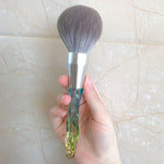 Pinceau de maquillage en fibre de maïs lavable, pinceau à poudre libre vert, pinceau à poudre libre rose, 5 pinceaux à paupières verts, pinceau à poudre libre vert + 5 pinceaux à paupières