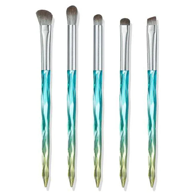 Pinceau de maquillage en fibre de maïs lavable, pinceau à poudre libre vert, pinceau à poudre libre rose, 5 pinceaux à paupières verts, pinceau à poudre libre vert + 5 pinceaux à paupières