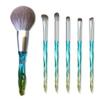 Pinceau de maquillage en fibre de maïs lavable, pinceau à poudre libre vert, pinceau à poudre libre rose, 5 pinceaux à paupières verts, pinceau à poudre libre vert + 5 pinceaux à paupières