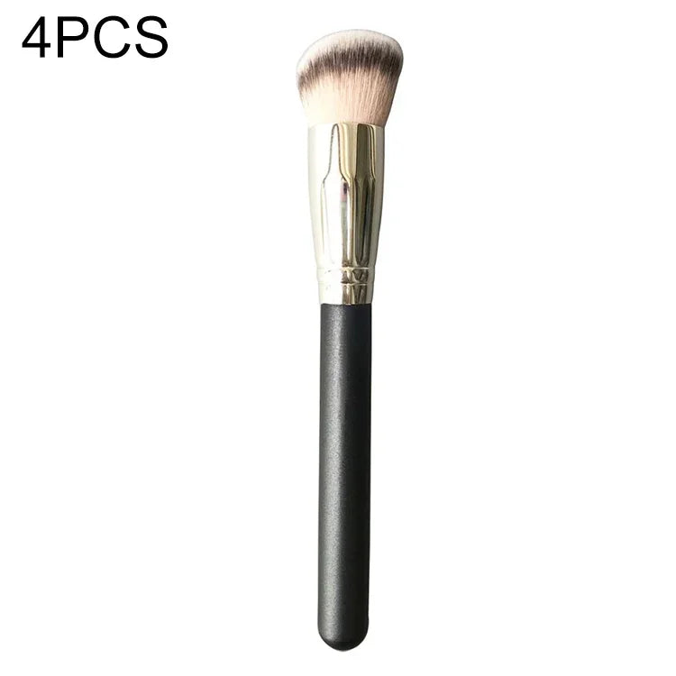 Lot de 4 pinceaux de maquillage à manche en bois en fibres synthétiques, pinceau à fond de teint 191, pinceau à anticernes 270, pinceau à fond de teint biseauté 170