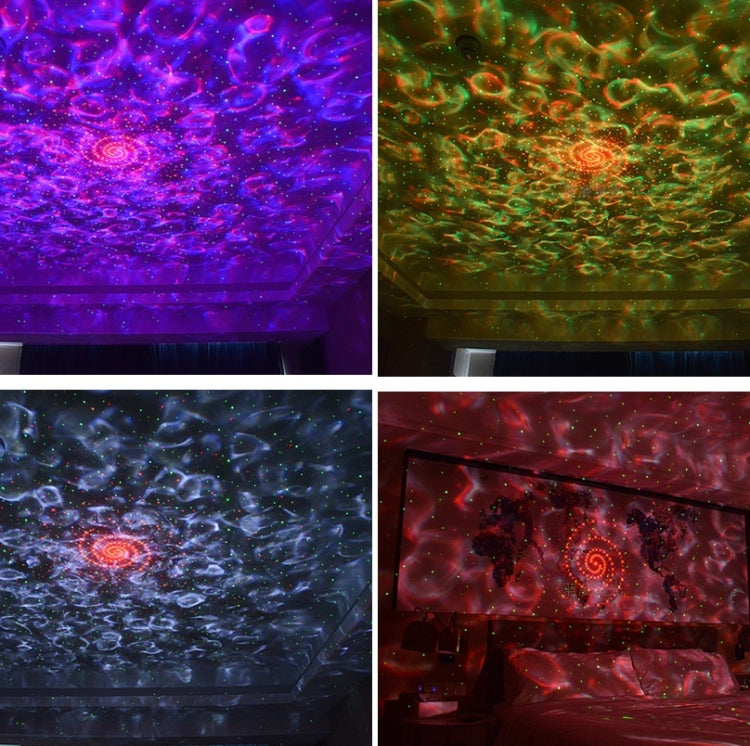 M2 8W Lumière d'ambiance de projection laser Ciel étoilé de Noël Lumière de couchage rotative avec motif d'eau dynamique étoilé, USB, Batterie