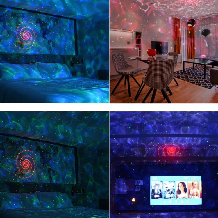 M2 8W Lumière d'ambiance de projection laser Ciel étoilé de Noël Lumière de couchage rotative avec motif d'eau dynamique étoilé, USB, Batterie