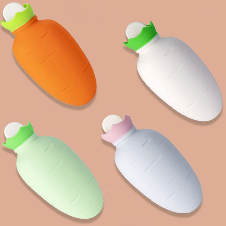 Sac d'eau chaude en silicone en forme de carotte, anti-fuite et anti-explosion, chauffe-mains d'hiver, orange, rose et blanc, vert et blanc, vert clair