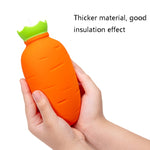 Sac d'eau chaude en silicone en forme de carotte, anti-fuite et anti-explosion, chauffe-mains d'hiver, orange, rose et blanc, vert et blanc, vert clair